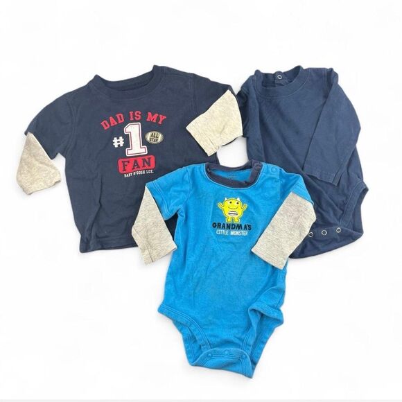 Blue and navy baby boy 3-pack bundle size 9 months - Picture 1 of 2